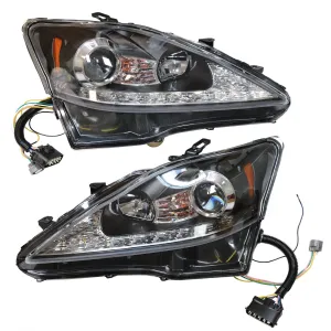LED DRL Projector Headlights Compatible with LEXUS 2006-2013 IS250 IS350,with Sequential Turn Signal,Full LED Light