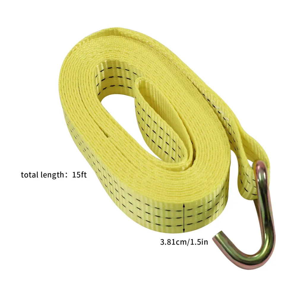 Cargo Control Ratchet Tie Down Straps - 1.5 Inch x 15 Foot Ratchet Straps with Double J Hooks - Yellow Ratchet Straps - 10 Packs