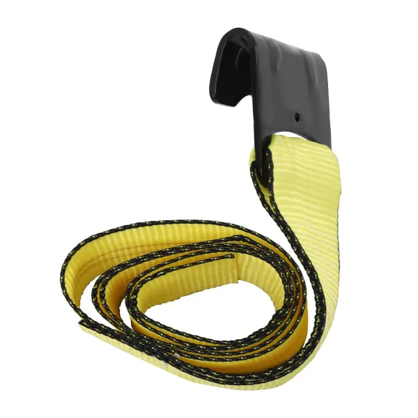 Winch Straps 4" x 5' Yellow Heavy Duty Tie Down w/ Flat Hook, 4 Inch Cargo Control for Flatbed Truck Utility Trailer