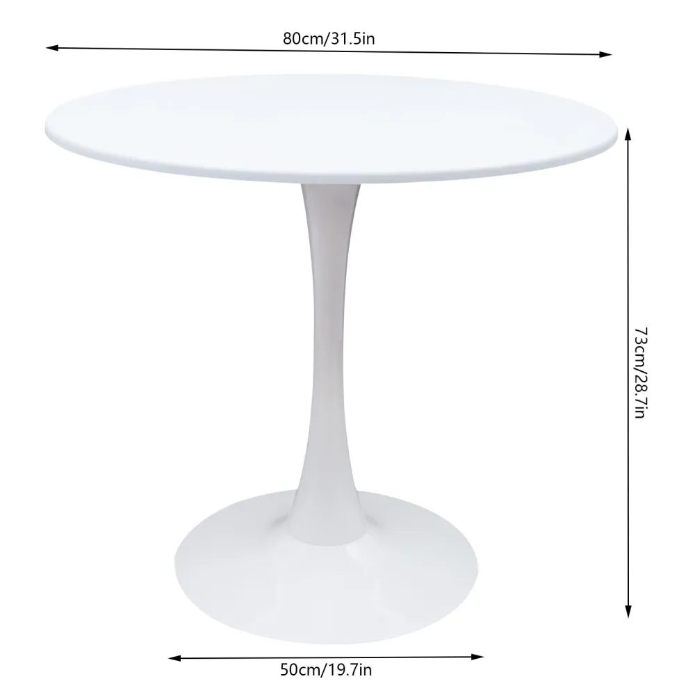 32'' Round Dining Table w/Pedestal Base for 2 or 4 Person, Sturdy Table for Home Cafe, Negotiation Table, Milk Tea Shop Table,White