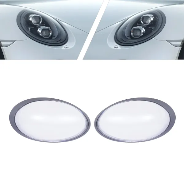 For Porsche 991 911 Targa/Carrera 2013-18 Front Headlight Lens Cover+Glue LH+RH